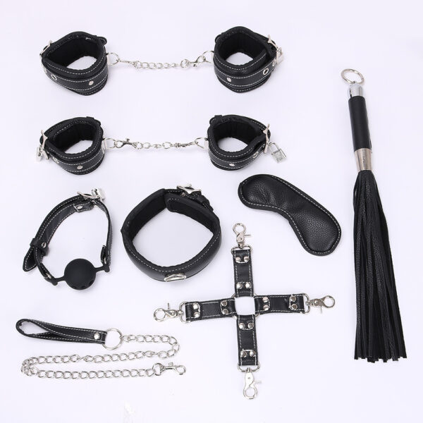 Ball Gag Sexy 7 Piece Set Training Bondage And Discipline Set Plush Leather Handcuffs   Product Wholesale - Image 9