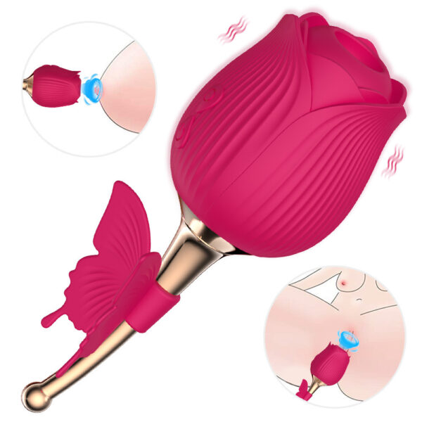 Rose Sucker Sucking Milk Vibrating Vibrating Egg Masturbation Device - Image 2