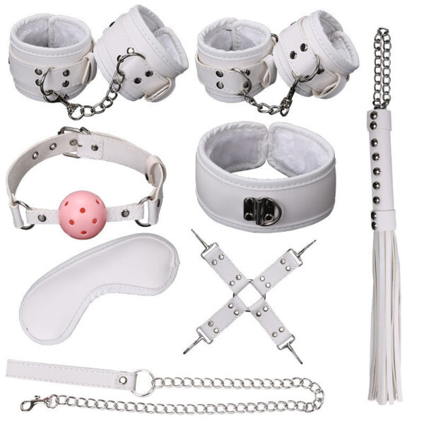 Ball Gag Sexy 7 Piece Set Training Bondage And Discipline Set Plush Leather Handcuffs   Product Wholesale - Image 5