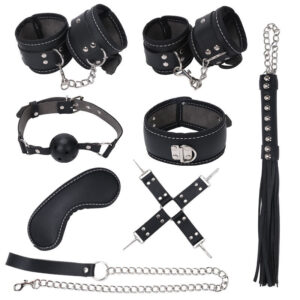 Ball Gag Sexy 7 Piece Set Training Bondage And Discipline Set Plush Leather Handcuffs   Product Wholesale